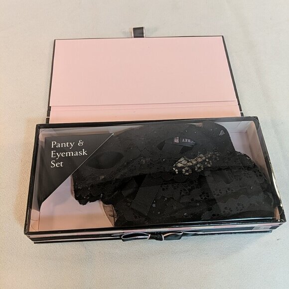 Victoria's Secret Eyemask Panty 2 Set Black Rhinestones Lace Small S OS NEW Gift - Picture 5 of 9
